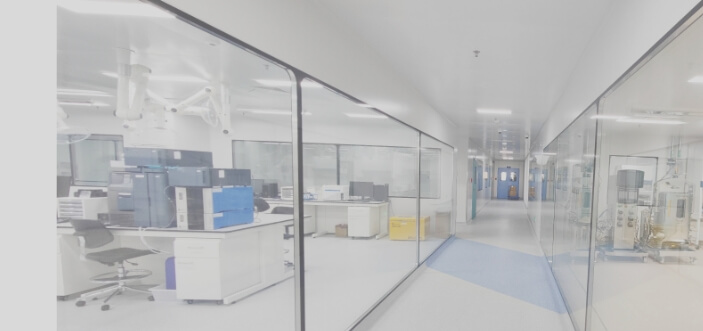 An image of a laboratory with glass walls.