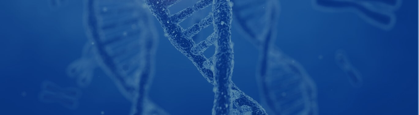 A blue background with a dna strand.