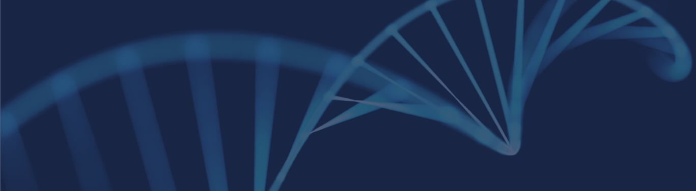 An image of a blue dna strand on a dark background.